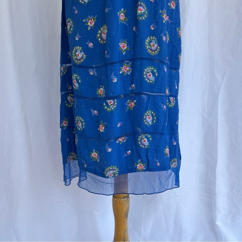 Vintage 90s April Cornell blue floral rayon dress NWT medium - Picture 4 of 17